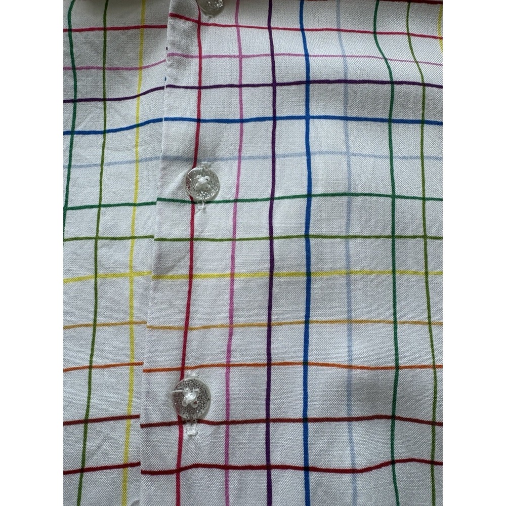 Target Take Pride Short Sleeve Rayon Button Shirt - White w/ Rainbow Color - Med